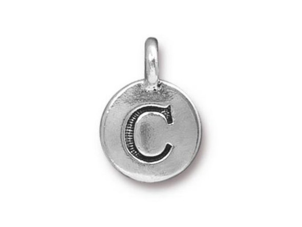 TierraCast Antiqued Silver Plated C Letter Charm (Each)