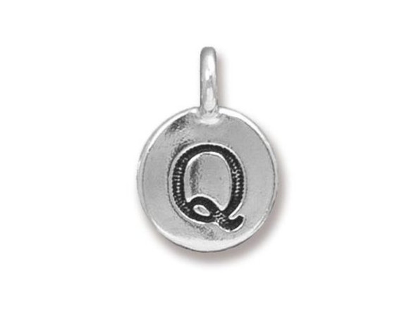 TierraCast Antiqued Silver Plated Q Letter Charm (Each)
