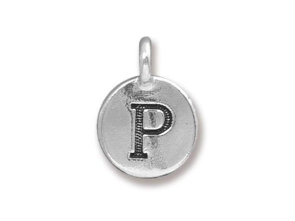 TierraCast Antiqued Silver Plated P Letter Charm (Each)