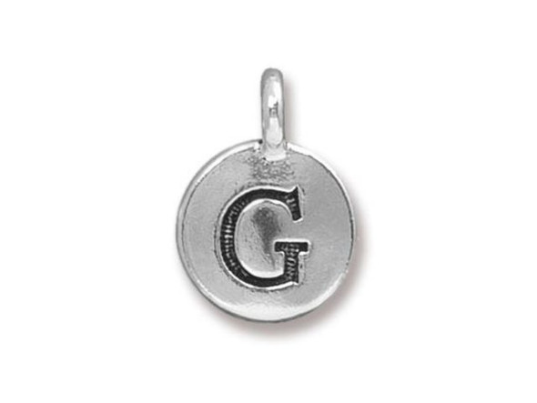 TierraCast Antiqued Silver Plated G Letter Charm (Each)