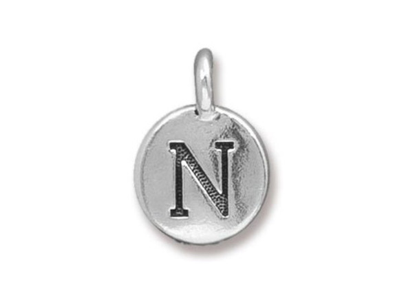TierraCast Antiqued Silver Plated N Letter Charm (Each)