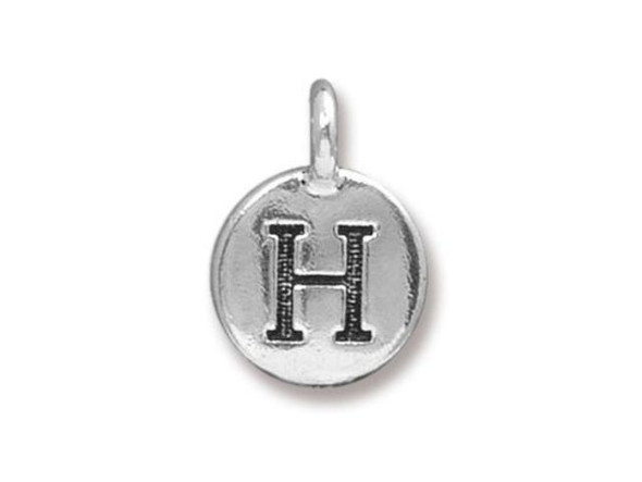 TierraCast Antiqued Silver Plated H Letter Charm (Each)