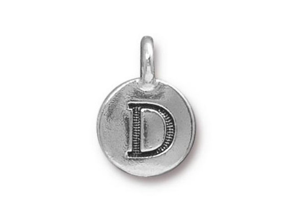 TierraCast Antiqued Silver Plated D Letter Charm (Each)