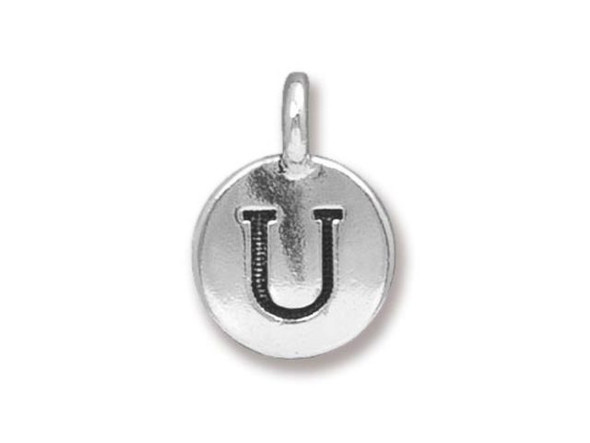 TierraCast Antiqued Silver Plated U Letter Charm (Each)