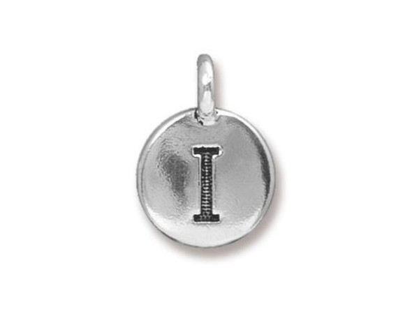 TierraCast Antiqued Silver Plated I Letter Charm (Each)