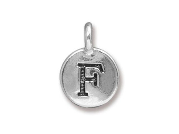 TierraCast Antiqued Silver Plated F Letter Charm (Each)