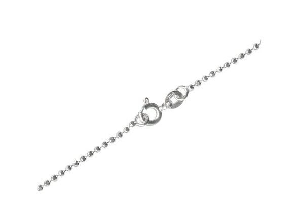 Sterling Silver Faceted Ball Chain Necklace, 18", 1.5mm (Each)