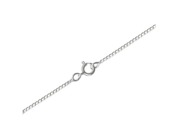 Sterling Silver Curb Chain Necklace, 18", Fine, 1.0mm (Each)