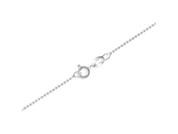 Sterling Silver Faceted Ball Chain Necklace, 16", 1.0mm (Each)
