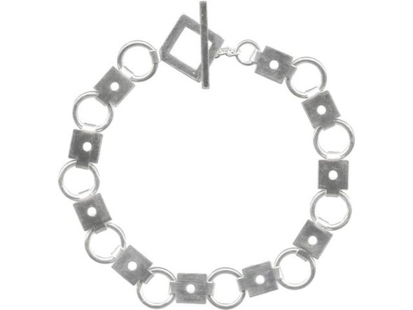 Sterling Silver Bracelet, 7-1/2", Square and Loop (Each)