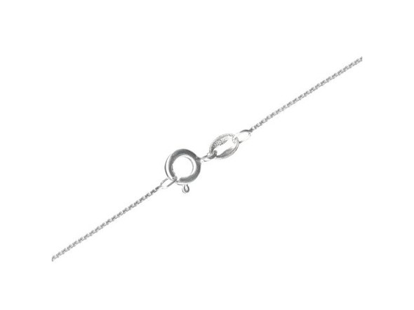 Fine Sterling Silver Round Box Chain Necklace, 18", 0.85mm (Each)