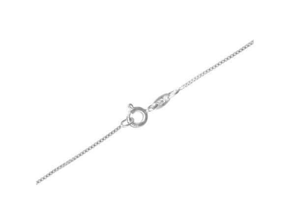 Extra-Fine Sterling Silver Box Chain Necklace, 16", 0.7mm (Each)