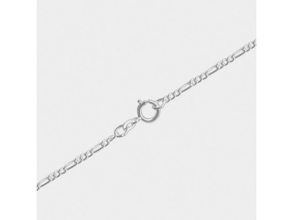Sterling Silver Fine Figaro Chain Necklace, 18" (Each)