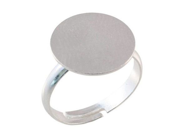 Plain Silver Adjustable RING BLANKS 10mm flat round pad ~ Add beads ~ No  Nickel