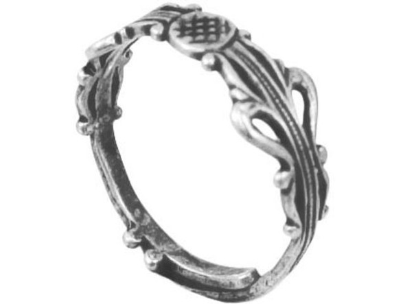 JBB Findings Antiqued Silver Plated Finger Ring Blank, Adjustable, Violin Neck Design (Each)