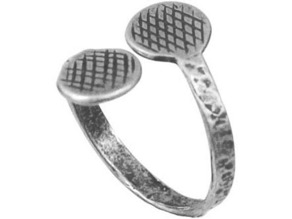 JBB Findings Antiqued Silver Plated Finger Ring Blank, Adjustable, Double Pad (Each)