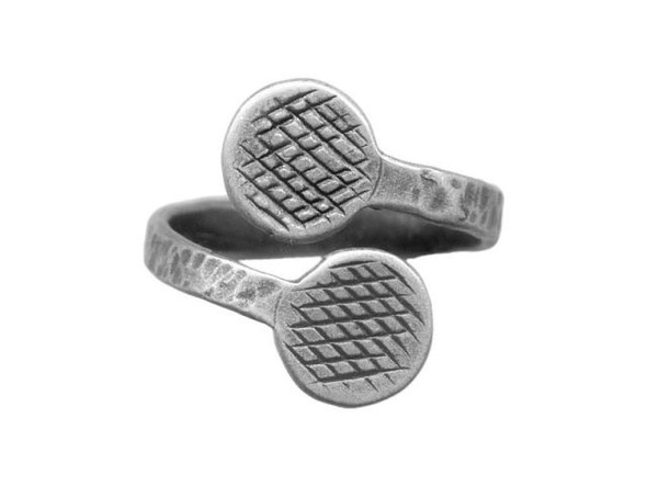 JBB Findings Antiqued Silver Plated Finger Ring Blank, Adjustable, Double Pad (Each)