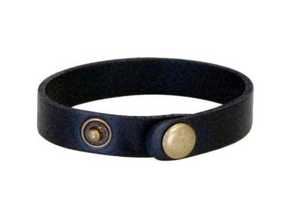 Leather Cuff Bracelet, 1/2" - Black (Each)