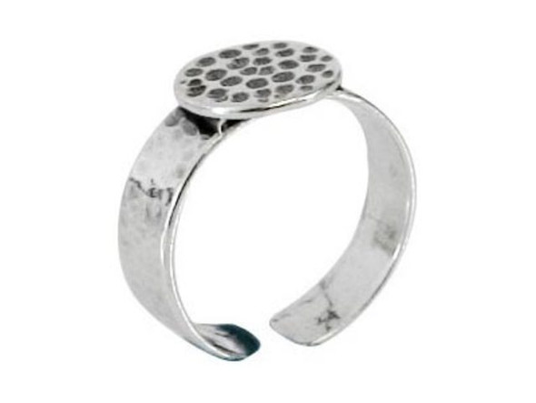 Sterling Silver Finger Ring Blank, Adjustable, Round, 10mm (Each)