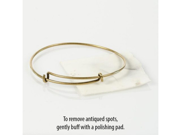 Steel Wire Adjustable Bracelet with Double Loop - Antiqued Brass Plated (Each)