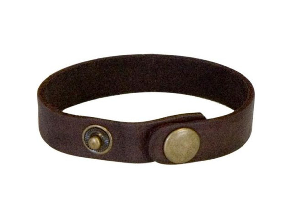 Leather Cuff Bracelet, 1/2" - Dark Brown (Each)