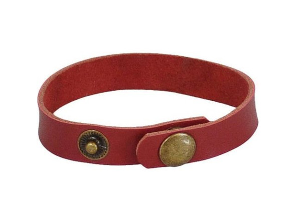 Leather Cuff Bracelet, 1/2" - Scarlet (Each)