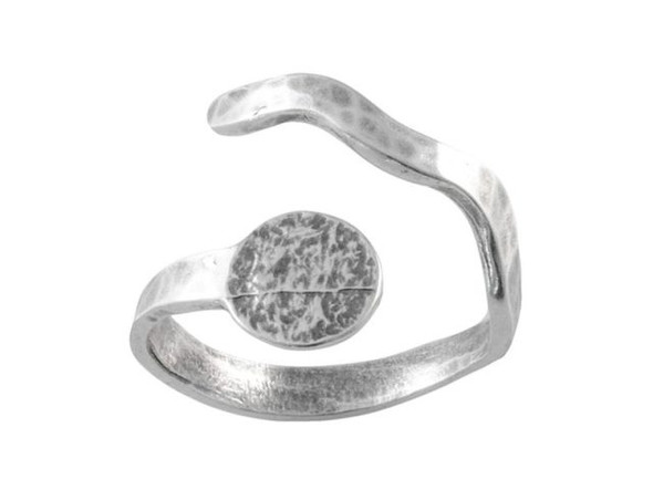 Sterling Silver Finger Ring Blank, Adjustable, Wavy (Each)