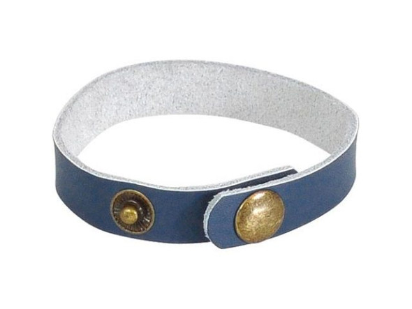 Leather Cuff Bracelet, 1/2" - Denim (Each)