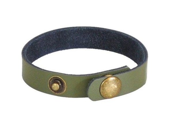 Leather Cuff Bracelet, 1/2" - Olive (Each)