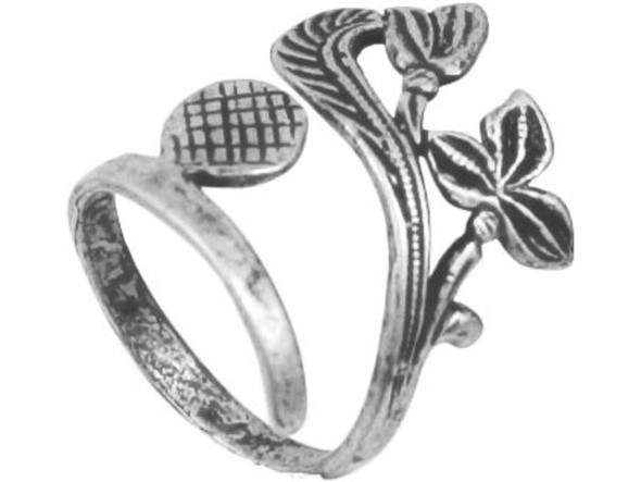 JBB Findings Sterling Silver Finger Ring Blank, Adjustable, Tassel Design (Each)