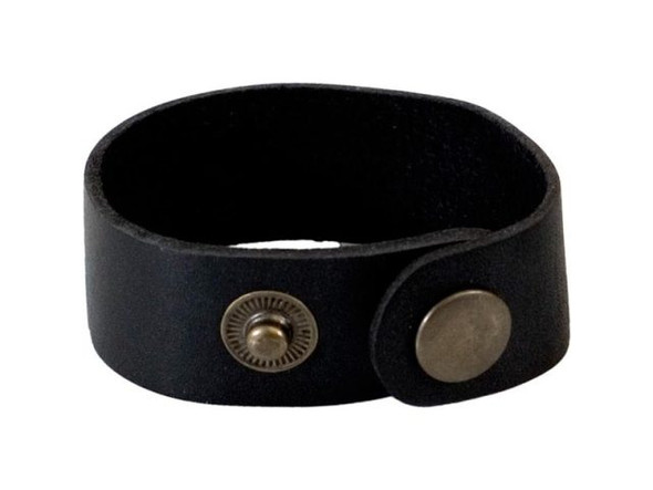 Leather Cuff Bracelet, 1" - Black (Each)