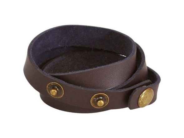 Leather Wrap Bracelet, 1/2" - Dark Brown (Each)