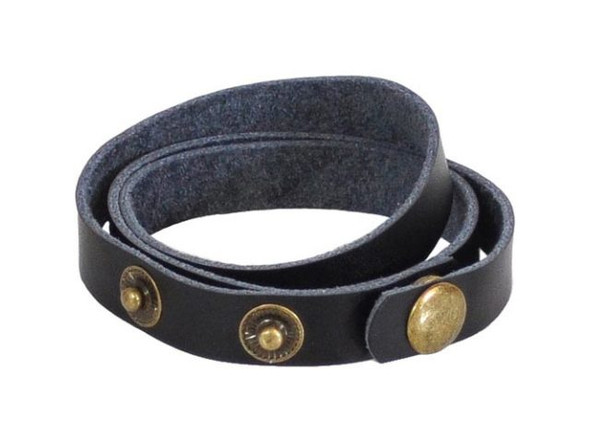 Leather Wrap Bracelet, 1/2" - Black (Each)