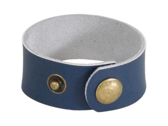 Leather Cuff Bracelet, 1" - Denim (Each)