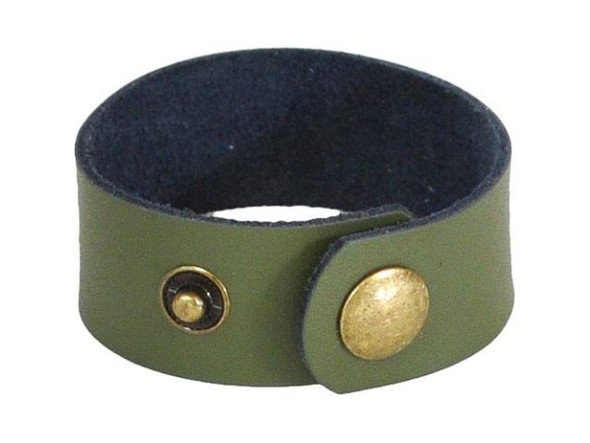 Leather Cuff Bracelet, 1" - Olive (Each)