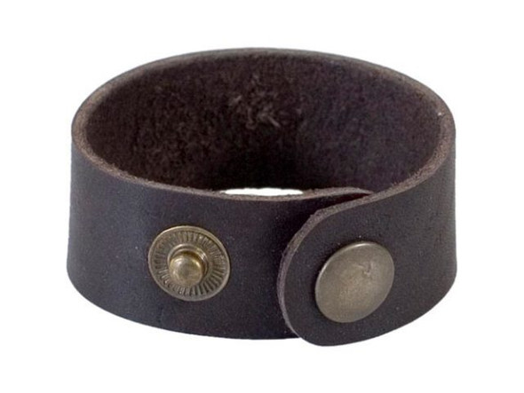 Leather Cuff Bracelet, 1" - Dark Brown (Each)