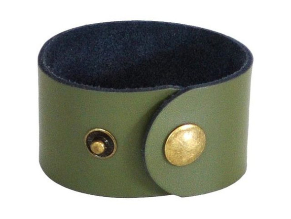 Leather Cuff Bracelet, 1-1/2" - Olive (Each)