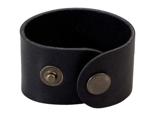 Leather Cuff Bracelet, 1-1/2" - Black (Each)