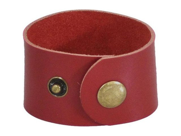 Leather Cuff Bracelet, 1-1/2" - Scarlet (Each)