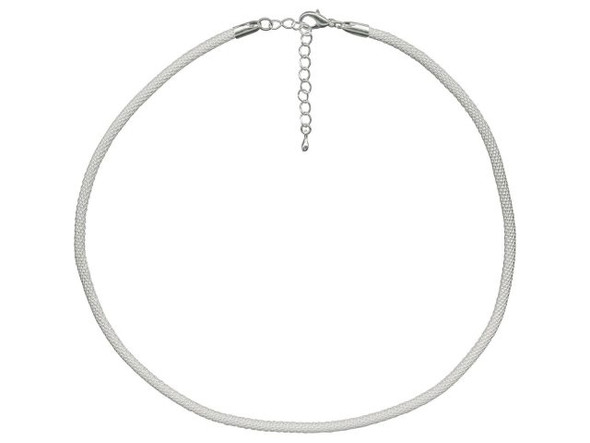 White Plated Metal Mesh Choker, 3mm Round (10 Pieces)