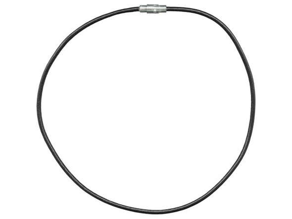 Genuine Leather Necklace, 3mm, Economy, 16" - Black (10 Pieces)