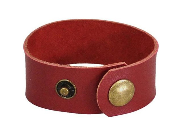 Leather Cuff Bracelet, 1" - Scarlet (Each)