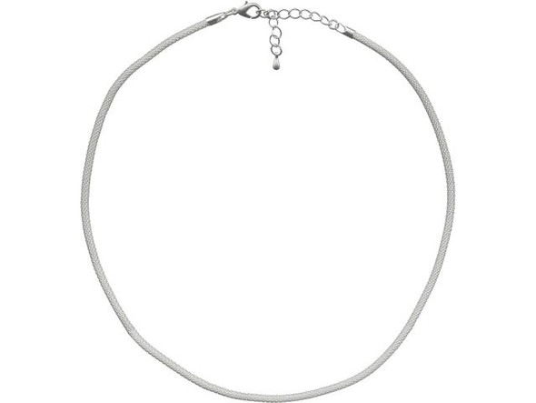 White Plated Metal Mesh Necklace, 3mm Round (10 Pieces)