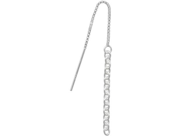 Sterling Silver Ear Thread, 3", Box and Cable Chain (pair)