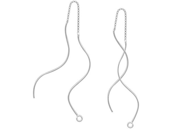 Sterling Silver Ear Thread, 4", Wavy Bars (pair)