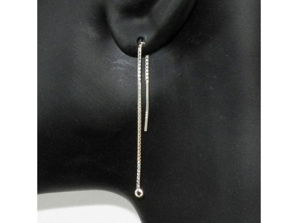 Sterling Silver Ear Thread, 3", 2.5mm Closed Jump Ring (pair)