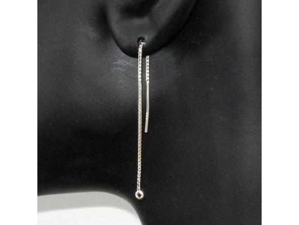                     A quick way to make linear earrings!    Attach dangles, thread beads on, or leave plain.    Use post to penetrate piercing, then pull through.    Available in Sterling Silver and Vermeil.    Select styles available in both original style and "U" threaders.    Lengths may vary.          "Original"       "U" Threaders                 Tips      Beads with 1mm+ hole (including most 6mm and 8mm PRESTIGE Crystal crystal bicones) can be strung directly onto  the thread. Vermeil ear threads are slightly thicker.    Changeable earrings: New earrings every day!  Change the slide-on beads each time you wear them.    For threads without a built-in "U":  To keep beads on thread when on display card or in jewelry box,  carefully add wire keepers (#33-960, #33-961) or better yet, use  SmartBeads with Bead Positioning System (available in sterling  and gold). These look great and are easy to put on ear threads  without breaking the solder joint.    Threads with built-in "U" are great  because the "U" keeps the thread in place in the ear - no need for  a nut in the back. We do not recommend stringing beads onto these  styles, as it could bend or otherwise damage the "U."    To keep beads on thread permanently: Use sterling crimp  bead #41-553 or GF crimp bead #41-653 above beads.                         See Related Products links (below) for similar items and additional jewelry-making supplies that are often used with this item.