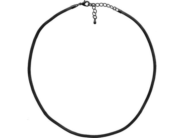 Black Metal Mesh Necklace, 3mm Round (10 Pieces)