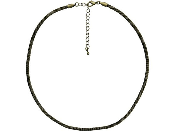 Antiqued Brass Plated Metal Mesh Choker, 3mm Round (10 Pieces)
