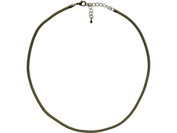 Antiqued Brass Plated Metal Mesh Necklace, 3mm Round (10 Pieces)